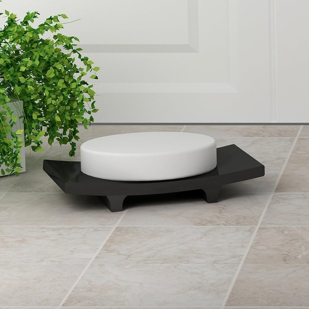 Nu Steel Loft Collection Black Shiny Resin Material Wide Profile Soap Dish